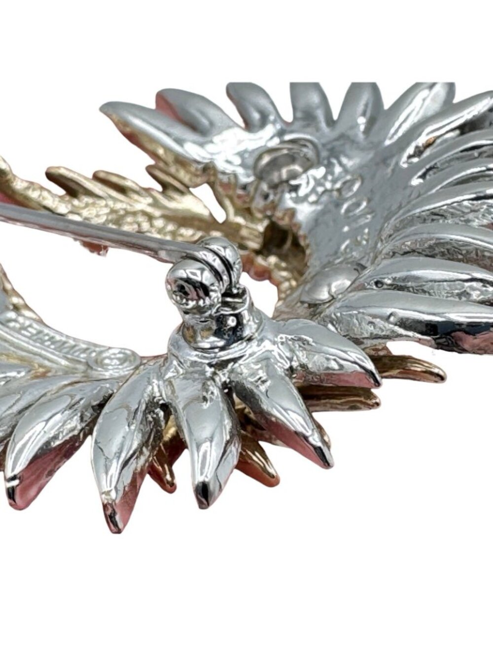 Vintage Marcel Boucher Brooch Gold Tone Rhodium Plated Fern Feather Rhinestones - Picture 12 of 14